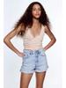 High-Waisted French Style Rolled Hem Denim Shorts