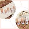 24Pcs Press on Nails Long False Nails White Bows French False Nails Stick on Nail For Parties Weddings And Daily Wear