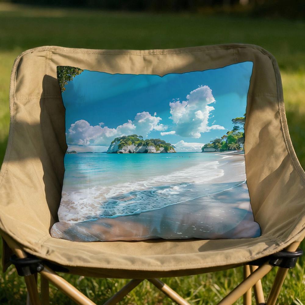 Beach Landscape Print Cushion Cover Soft Reversible  Durable Pillow Cover  MultiScene Use for Home  Car Daily Comfort
