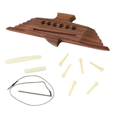 10 STÜCKE 6-saitige Akustikgitarrenbrücke Palisander Set Musikinstrument Zubehör mit Steg Sattel Stift
