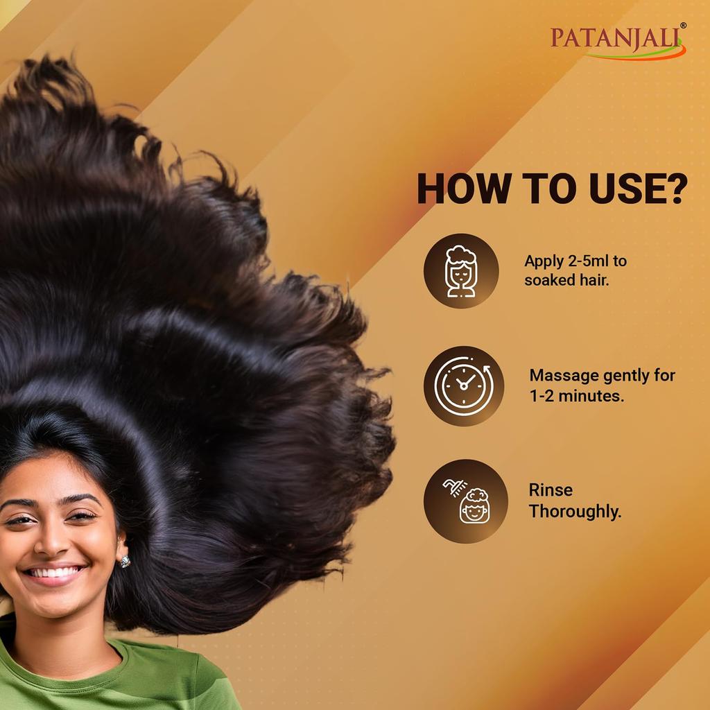 Patanjali Kesh Kanti Reetha Haarreiniger 650 ml Natürliches Shampoo für dickes schwarzes Haar Kopfhautpflege