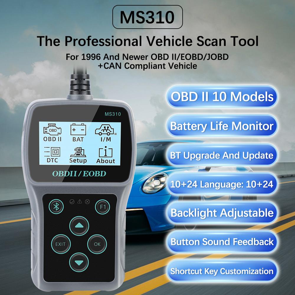 Clear/Erase Codes OBDII Scanner MS310 Multi-language Car Diagnostic Scan Tool Work for Car Auto Vehicle OBD2 Code Reader
