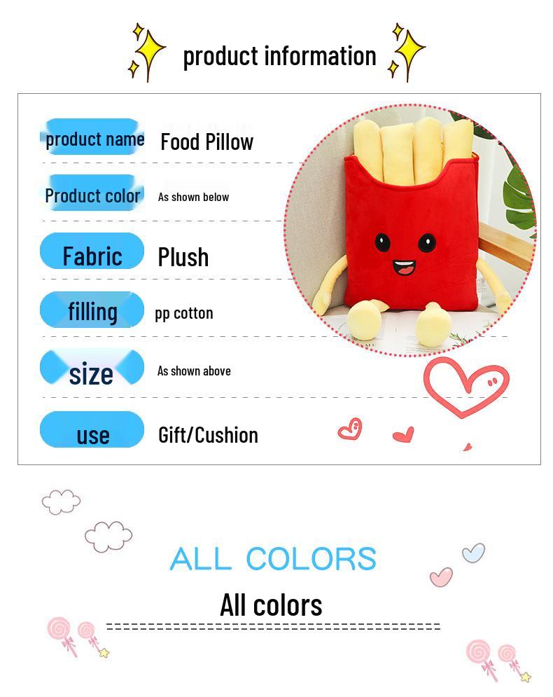 Creative Food Plush Toy: Burger, Fries, Popcorn, Chicken Leg, Pizza - Cute Sleeping Hug Pillow Doll