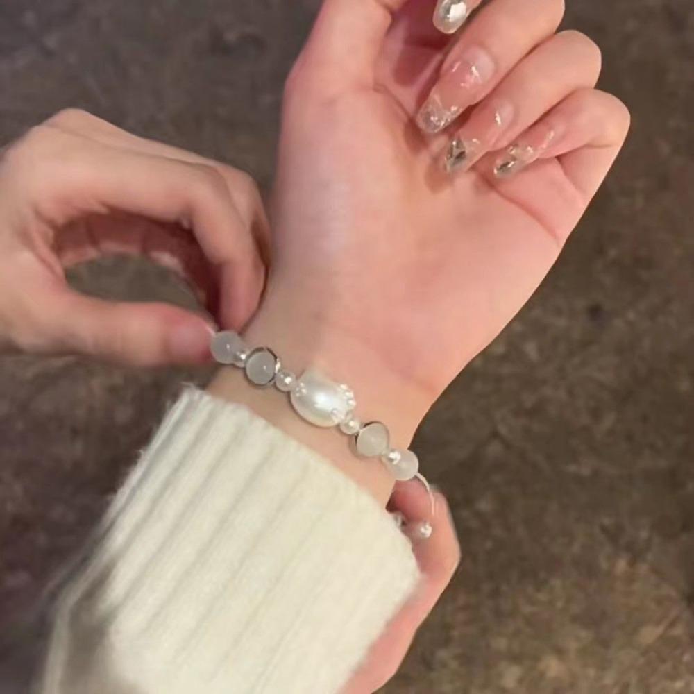 Baroque Natural Freshwater Pearl Beaded Bracelet Women's High-end Sense Light Luxury Niche Design Sense Versatile Jewelry