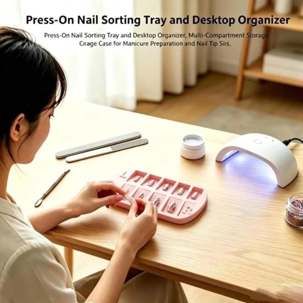 With L/R Mark Nail Tip Storage Tray 10 Grids Nail Art Storage Plate Nail Art Organizer Nail Art