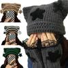 High Elastic Windproof Winter Hat Knitted Stripe Pattern Hat for Women Men Keep Ear Warm Hat with Dangle Star Decors