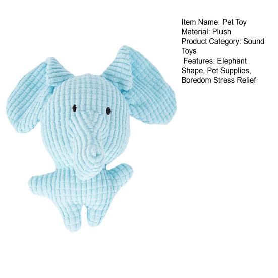 Yousheng Blue Elephant Dog Chew Toy Boredom Reduction Squeaky Stuffed Animal Plushie Handmade Soft Dog Teething Interactive Toy Pet