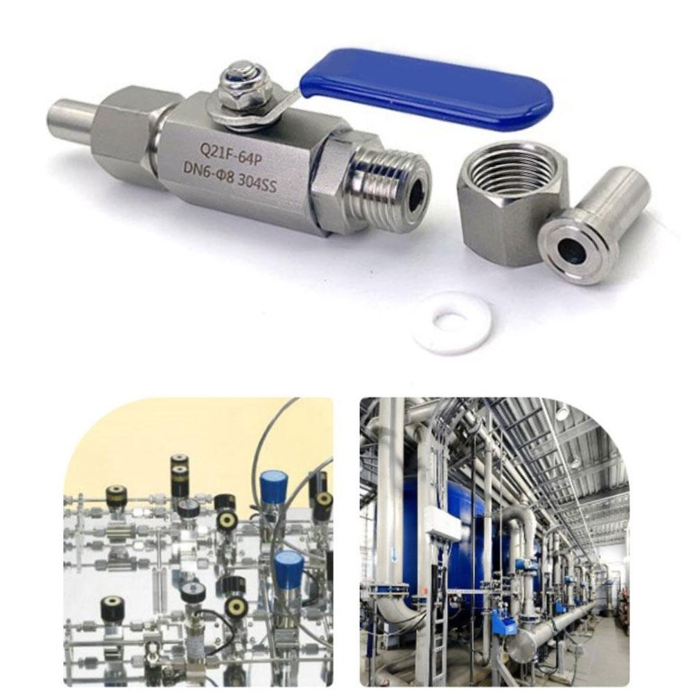 

304 Stainless Steel Valve Connector Pipeline Connector DN6- 12mm Stainless Ball Valve 0-120 C Easy Installation China Mainland
