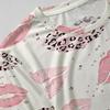 Women's Leopard Lip Print Short Sleeve T-Shirt Soft, Comfortable & Breathable, Stylish Versatile for Daily Wear & Weekend Getaways