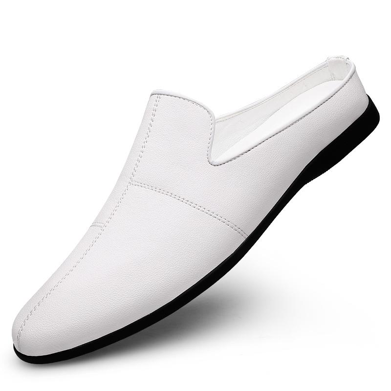 

Men s Casual Slip-On Loafer Mules, Half Shoes,Summer Flat Shoes,Black and White,Breathable 37