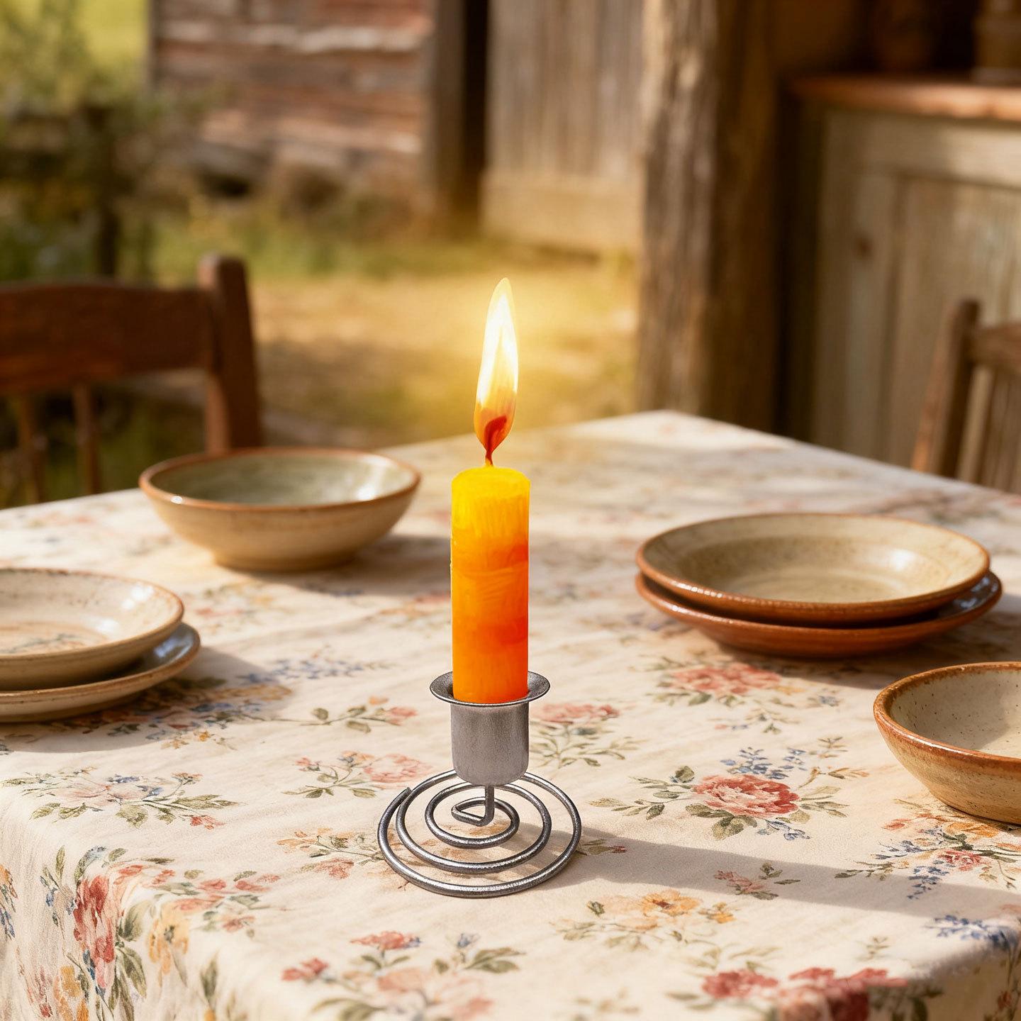 European Romantic Metal Candlestick for Living Room and Restaurant Decor Black [Round Candlestick]