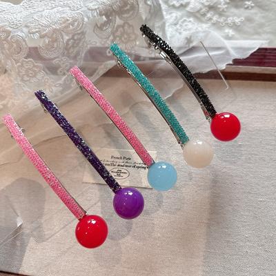 Korea Frühling und Sommer Farbiger Zuckergelee-Ball Federklemme Lange Ein-Wort-Klemme Hinterkopf-Klemme Kopfschmuck