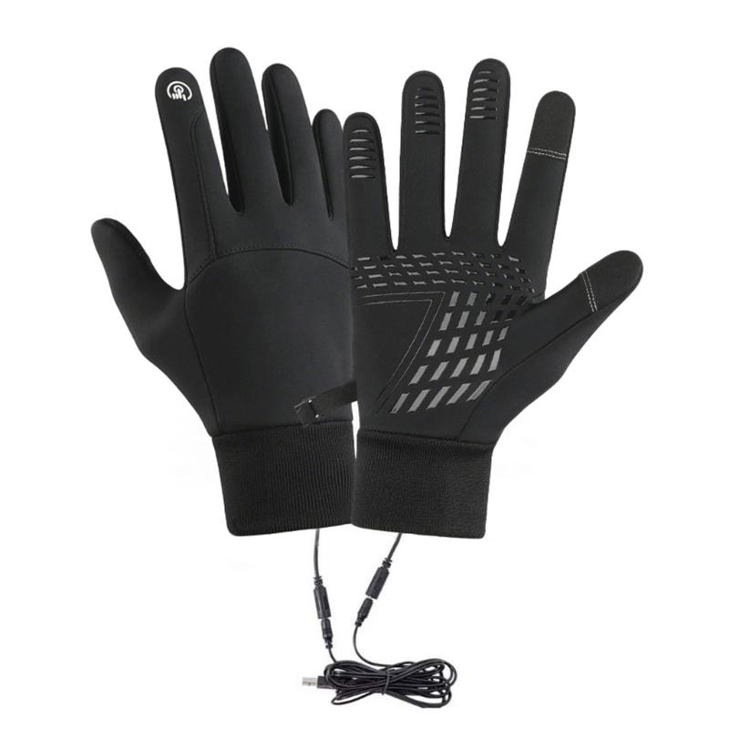 

Rechargeable Heated Gloves for Cycling Cold Protecting Windproofed Shell Adjustable Cuffs Touchscreens Friendly L чёрный