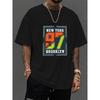 European Size Men's 91st Street Graphic T-Shirt - Urban Streetwear Tee with Round Neck Short Sleeve, Casual Base Layer Suitable for Outdoor Sports