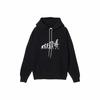 Men's Black Hoodie with Character Print and Drawstring