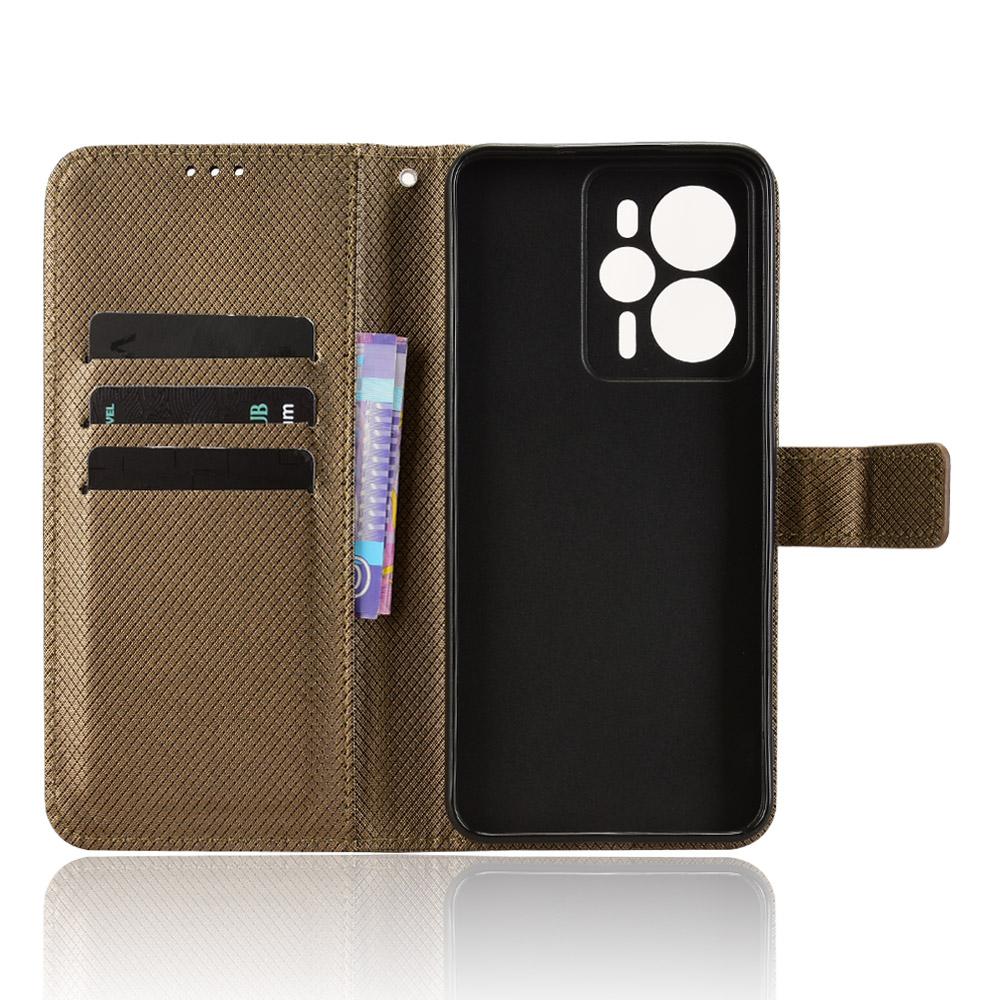 For Realme 14T 5G/Realme 14 5G Leather Wallet Case with Strap Diamond Texture Phone Cover