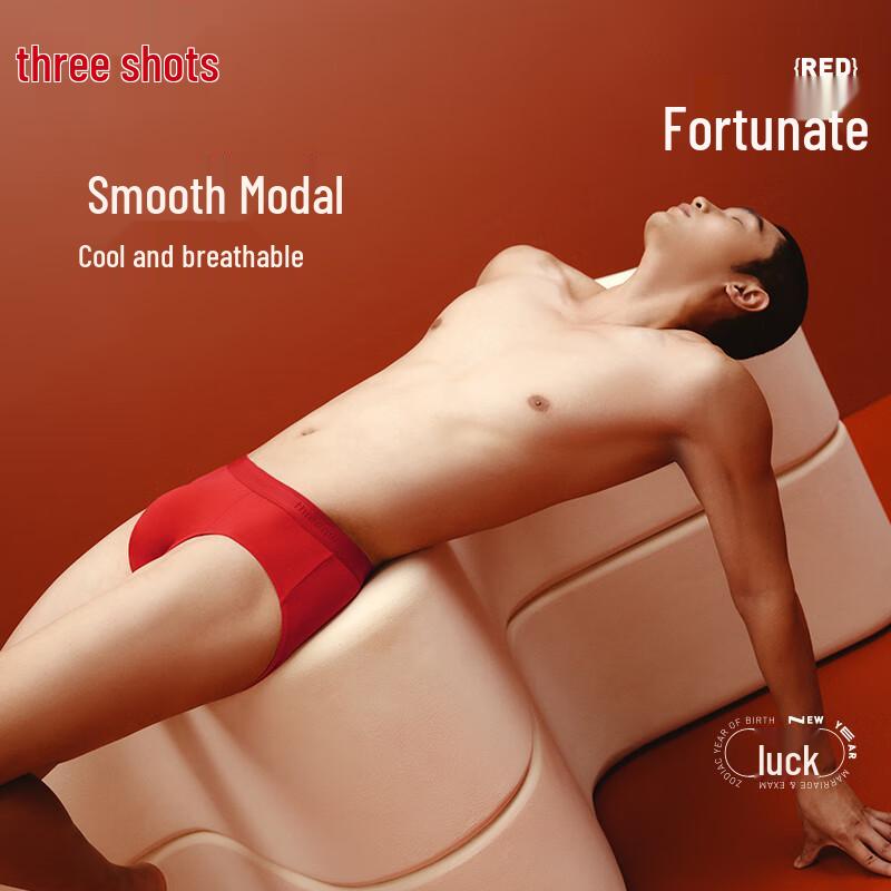 Sanquan Men's 3-Pack High-Count Modal Red Briefs Gift Set