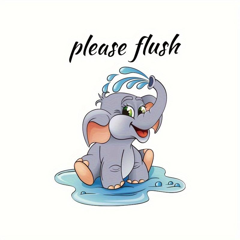 

1pc Contemporary Style Cartoon Elephant Wall Sticker, PVC Please Flush Toilet Decor, Self-Adhesive Bathroom Decal,Animal Theme