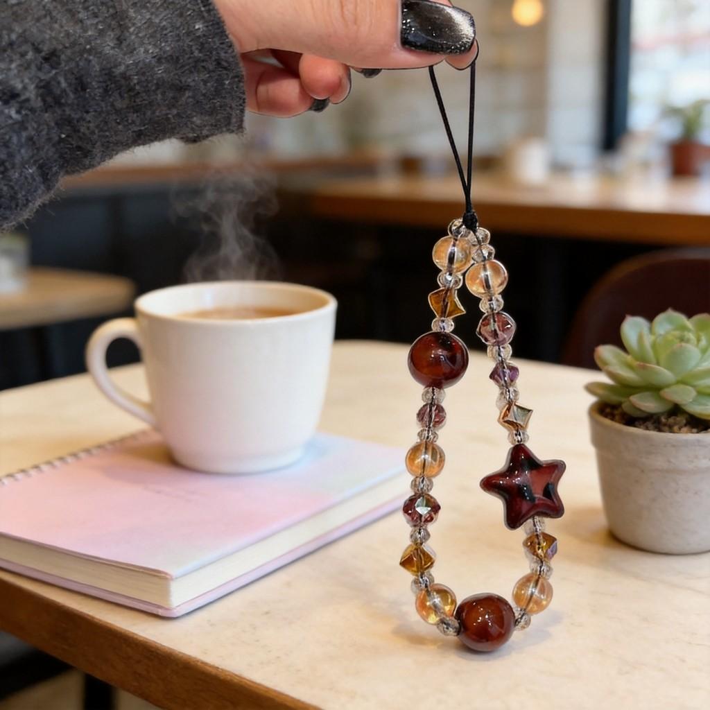Vintage Leopard Star Phone Chain With Pvc Beads For Men And Women