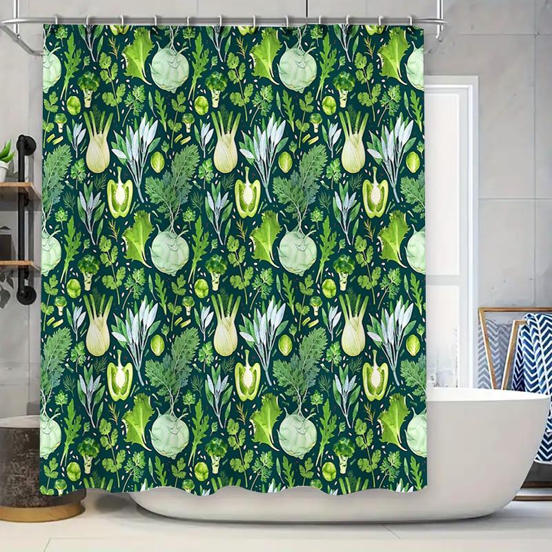 

Botanical Shower Curtain Farmhouse Greenery Leaf Pattern Nature Decor Bathroom Fabric Waterproof Vintage Style Modern Home Texti W60H190(CM)-1 Pcs