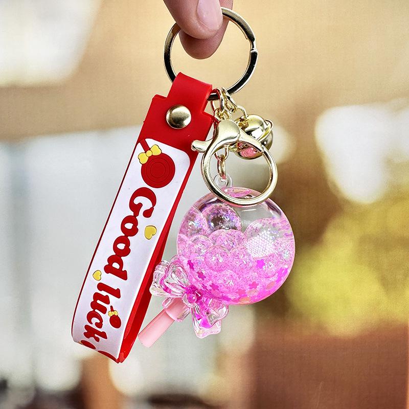 Nádherná klíčenka s lízátkem s plovoucím pískem: Roztomilý přívěsek na dívčí školní tašky