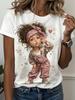 3D Printed Little Girl Graphics T-Shirt for Women Short Sleeves Summer Casual Streetwear O-Neck Tops Oversized Women Clothing