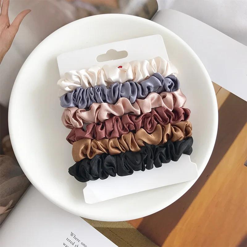 Elegant Hair Scrunchies Women Minimalist Simulation Silk Hair Ties Solid Color Elastic Hair Loop Ponytail Hair Accessories