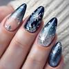 Exquisite Snowflake Blue-Silver Gradient Wearable Nail Stickers - Luxury Christmas Manicure Decor.
