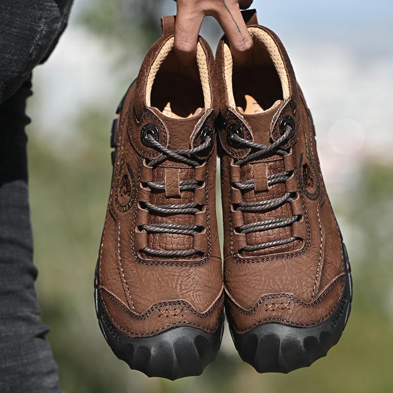 Podzimní/zimní kožené botyPánské turistické boty Vysoké kožené plyšové outdoorové bavlněné boty Velká velikost 39-46