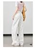 2026 Spring/Summer Women's Plus Size High-Waisted Wide-Leg Jeans with Floral Embroidery - White, Slimming, Versatile