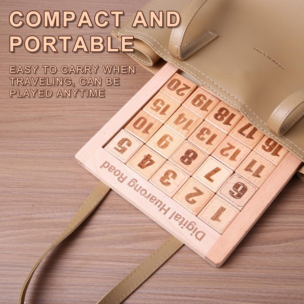 AIUAZA Wooden Number Sliding Puzzle, Brain Teaser Toy Tangram Game, Continuing Puzzle Board Game, Educational Toy for Kids and Adults (Trumpets 1-8)