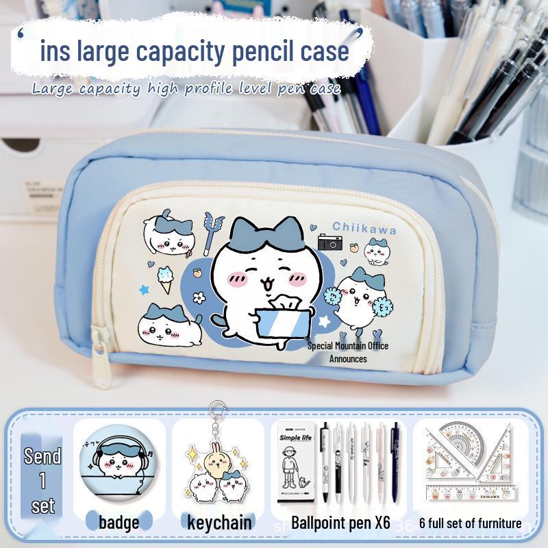 Chiikawa 2025 Torba Ita - Duża Pojemność Podwójna Warstwa Etui na Ołówki Anime dla Dziewcząt.