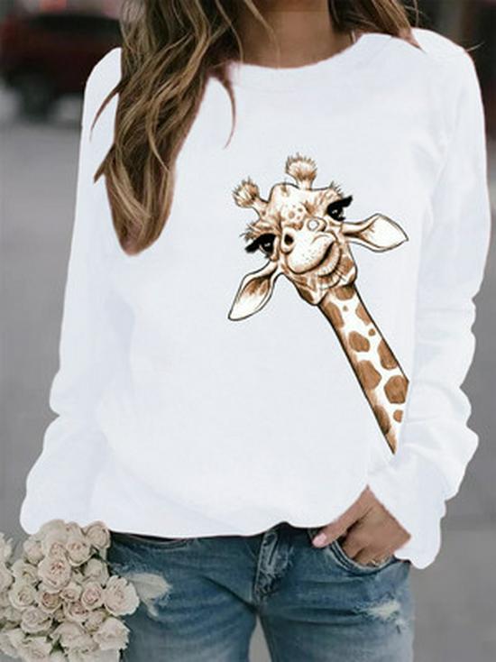 2026 Unisex Round Neck Giraffe Print Sweatshirt