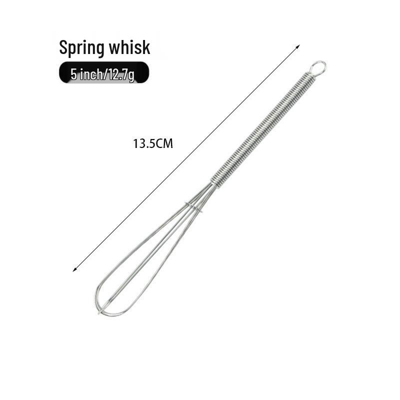 430 Stainless Steel Mini Whisk with Spring Handle - Small Egg Beater and Cream Whipper.