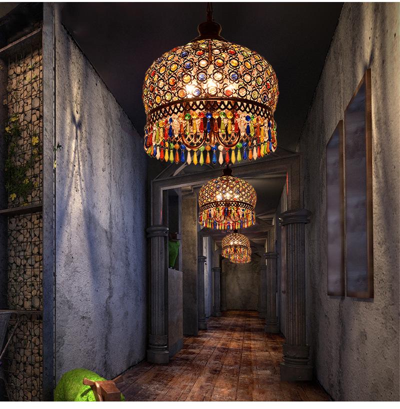 Men's Small Pendant Light: Southeast Asian Style Colorful Crystal Chandelier for Bohemian & Mediterranean Restaurants