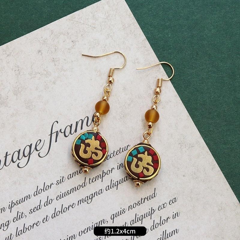 Retro niche design Nepalese exotic Tibetan earrings femininity simple personality handmade earrings