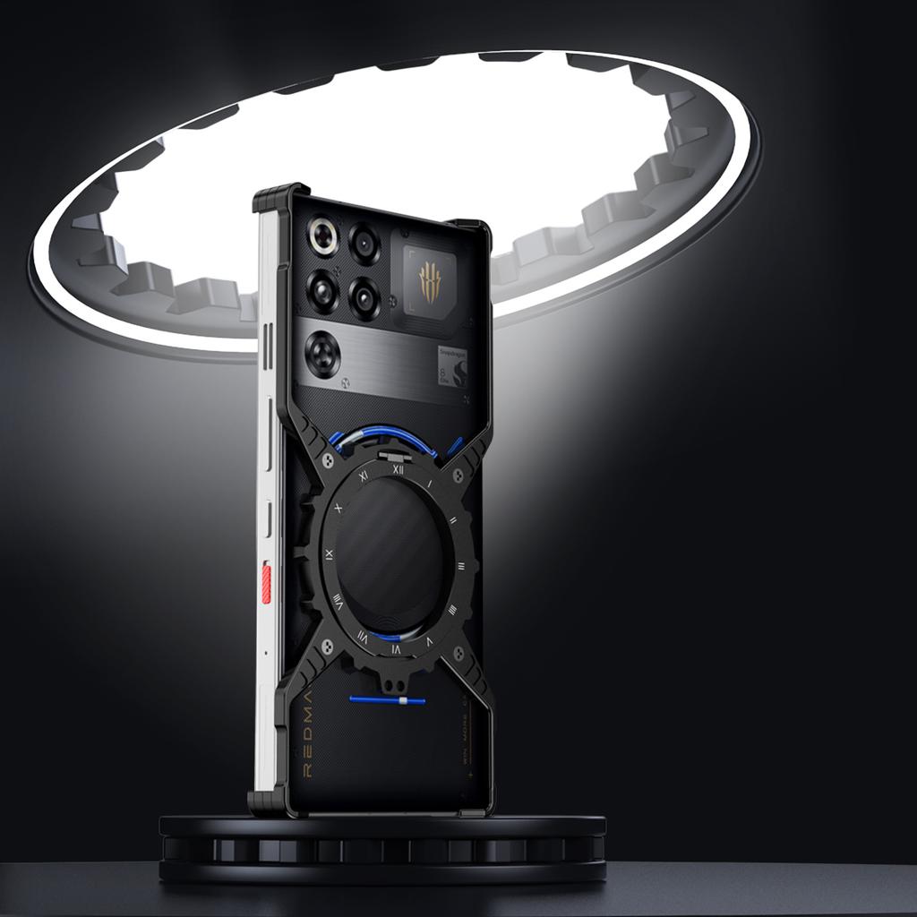 Für ZTE nubia RedMagic 11 Pro 5G/11 Pro+ 5G Hülle Leuchtender Magnetischer Ständer Aluminiumlegierung + PC Stoßfänger Handyhülle Wärmeableitung