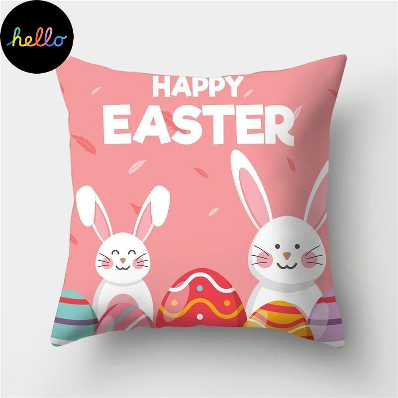 Easter Pillowcase Bunny Egg Rabbit Cus on Cover Happy Easter Decoration for Home Birthday Party Gifts for Kids