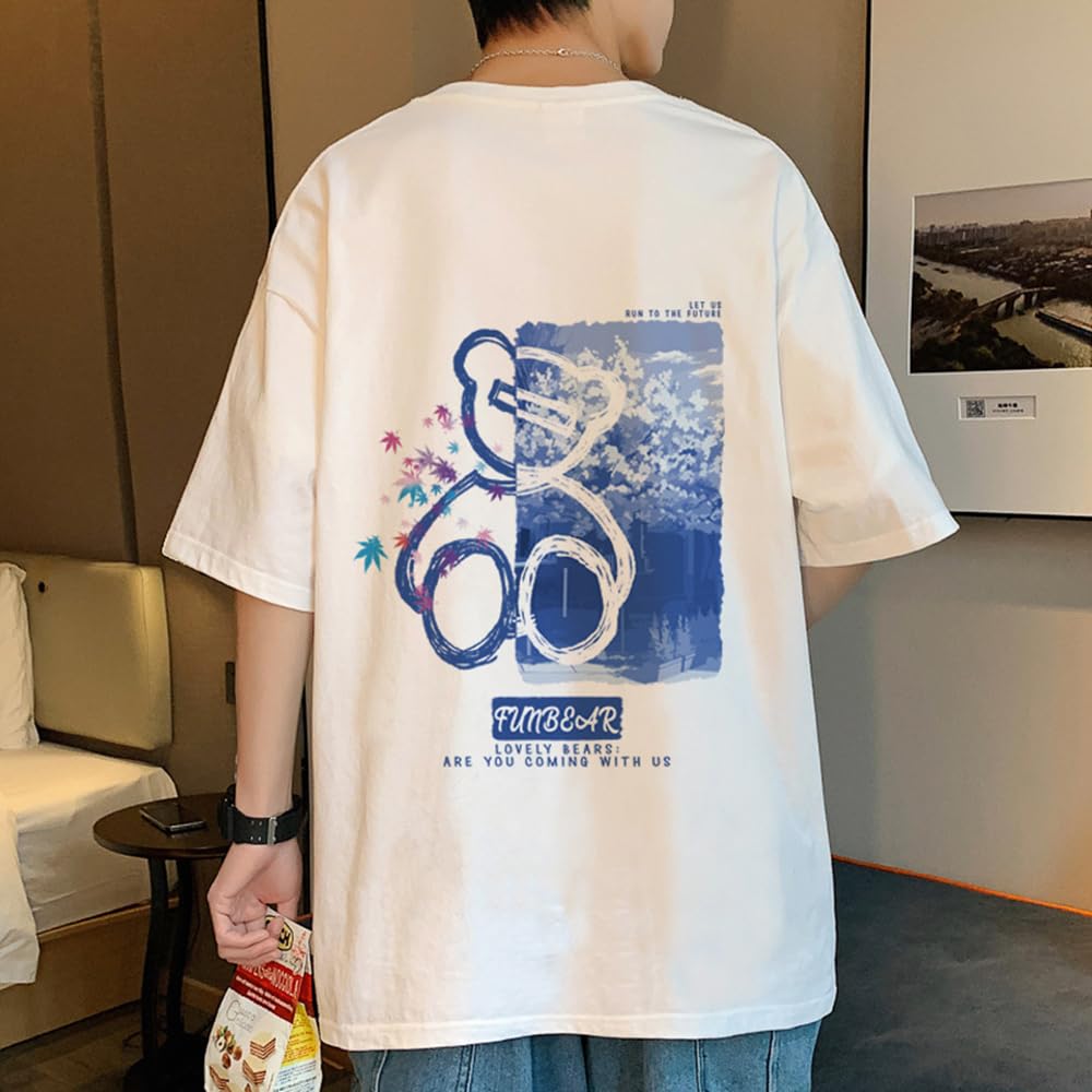 Summer clothes for short sleeve crew large cute bear light and soft stylish spring and summer 2XL [Aaronlive] men, t-shirt, neck, stylish, size,
