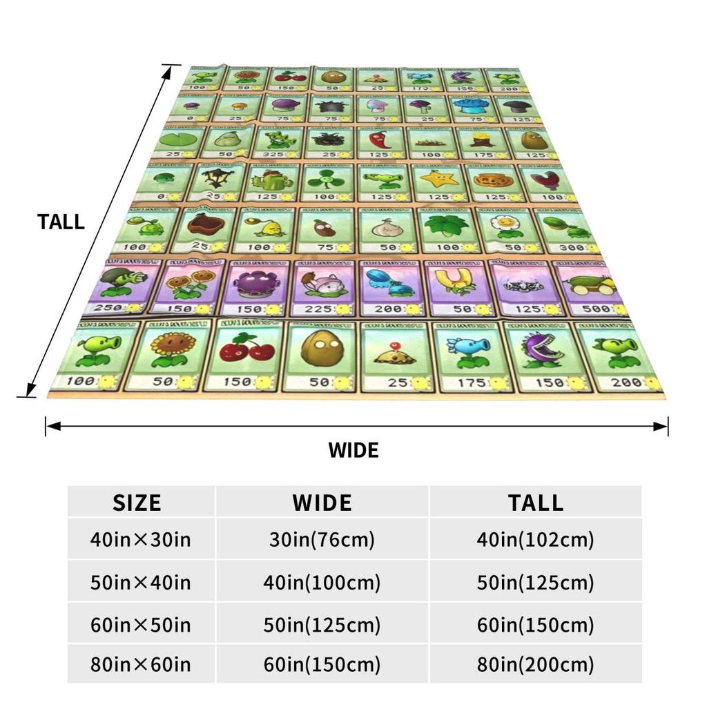 Game P-Plants-vs-Zombie Printed Warm Blanket Picnic Plush Throw Blanket Graphic Couch Chair Flannel Bedspread Sofa Bed Cover