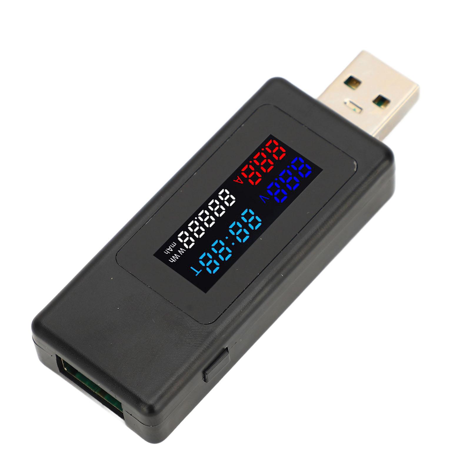 

6 in 1 USB Tester Current Voltage Timing Power Capacity Battery Level Detector Color Screen USB