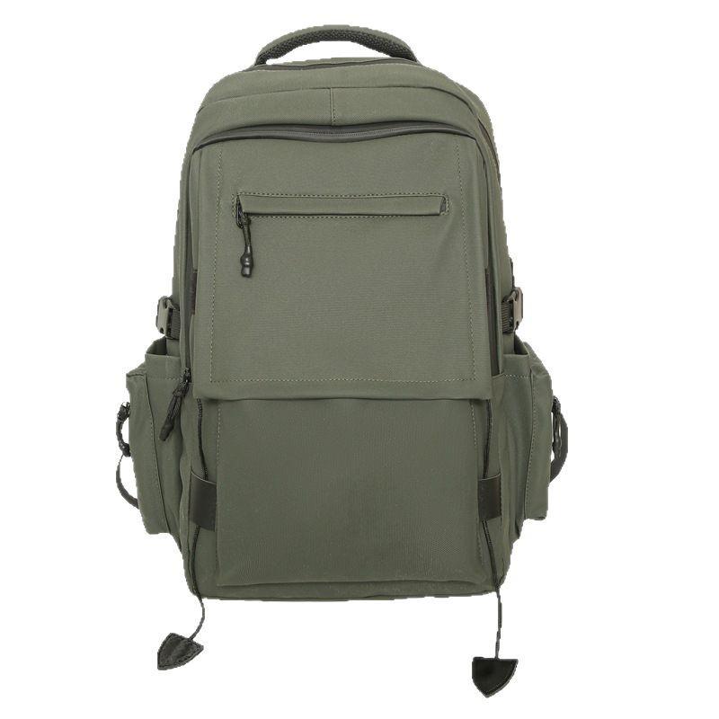 Schoolbag Leisure College Style Backpack Female Korean Edition Ins Large Capacity Trendy Cool Tooling Style Computer Bag Backpack Male