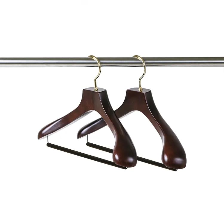 

Nakata Hanger Набор из 2 обычных маленьких деревянных вешалок для костюма с фетровыми перекладинами Mars Outlet Сделано в Японии Мужские перекладины, Коричневый, AUT-05 (W400)