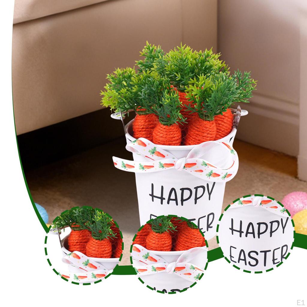 Easter Carrot Bucket Basket Handheld with Handle Collecting Decor for Garden Party
