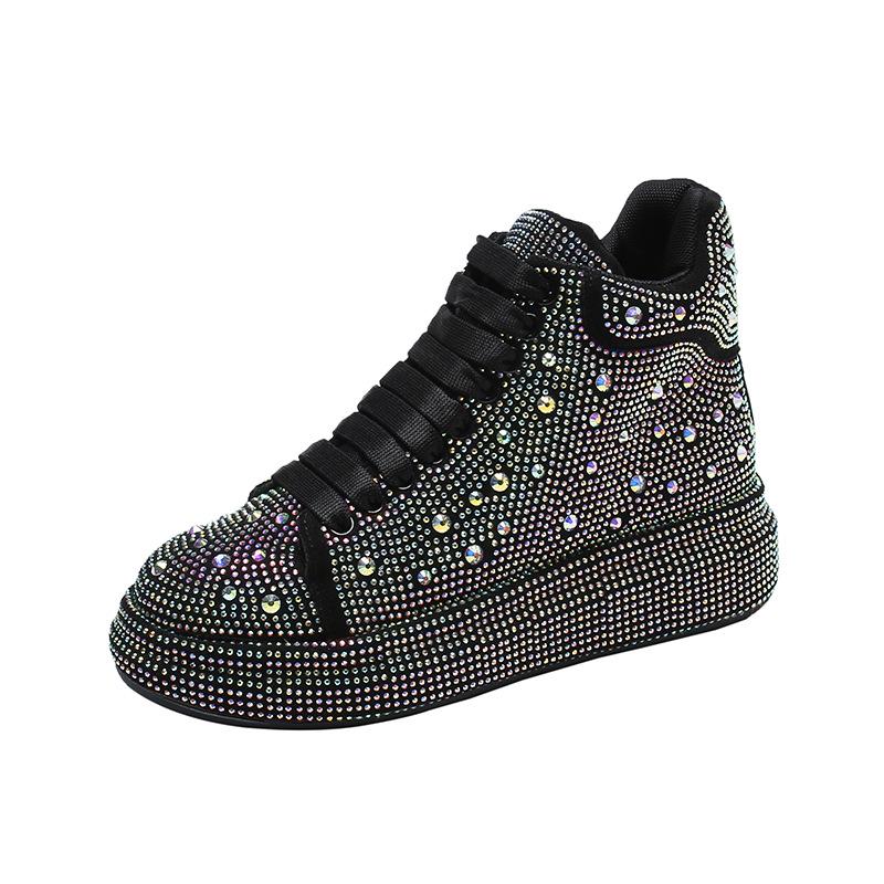 Женские зимние высокие спортивные повседневные туфли 2023 года с отделкой из ромбовидного материала Plus Velvet Size 35 4898₽