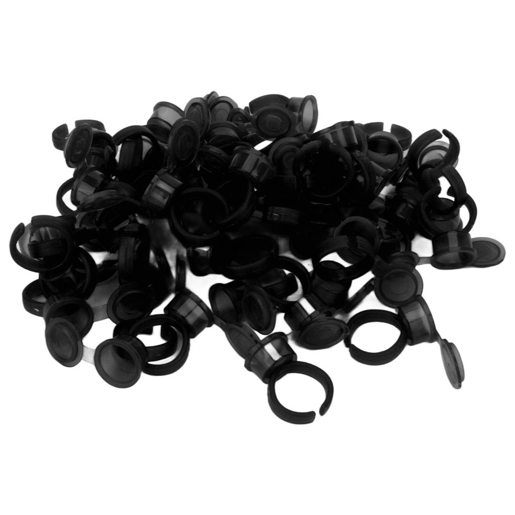 50Pcs Microblading Pigment Ring Cups with Cover for Tattoo Ink Semi Permanent Makeup Eyebrow Glue Container