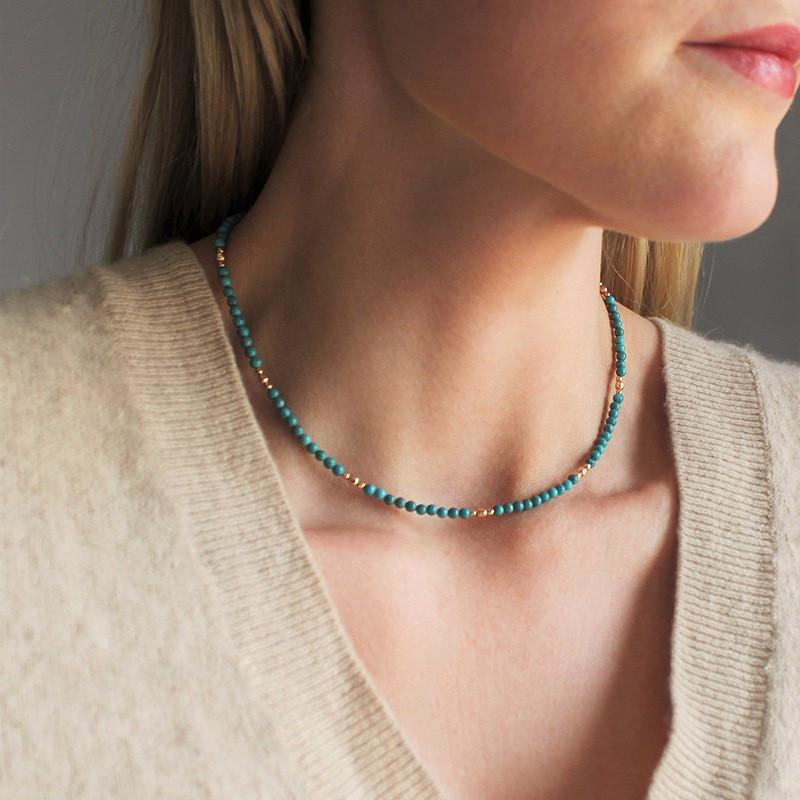 Style Ins Chic Turquoise Beaded Necklace For Women With Highend Aesthetic Appeal