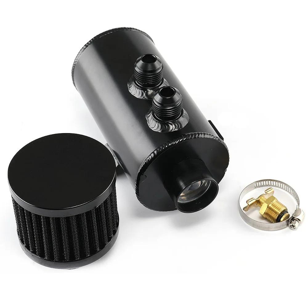750ml Aluminum AN10 Oil Catch Can Exhaust Reservoir Tank with Breather Filter Baffled Kit Fuel Tank