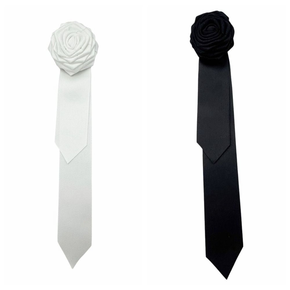 BEPAN Simple Fabric Rose Flower Bowtie Solid Color Collar Cravat Collar Flower Brooch British Style Gentleman's Bow Tie Men