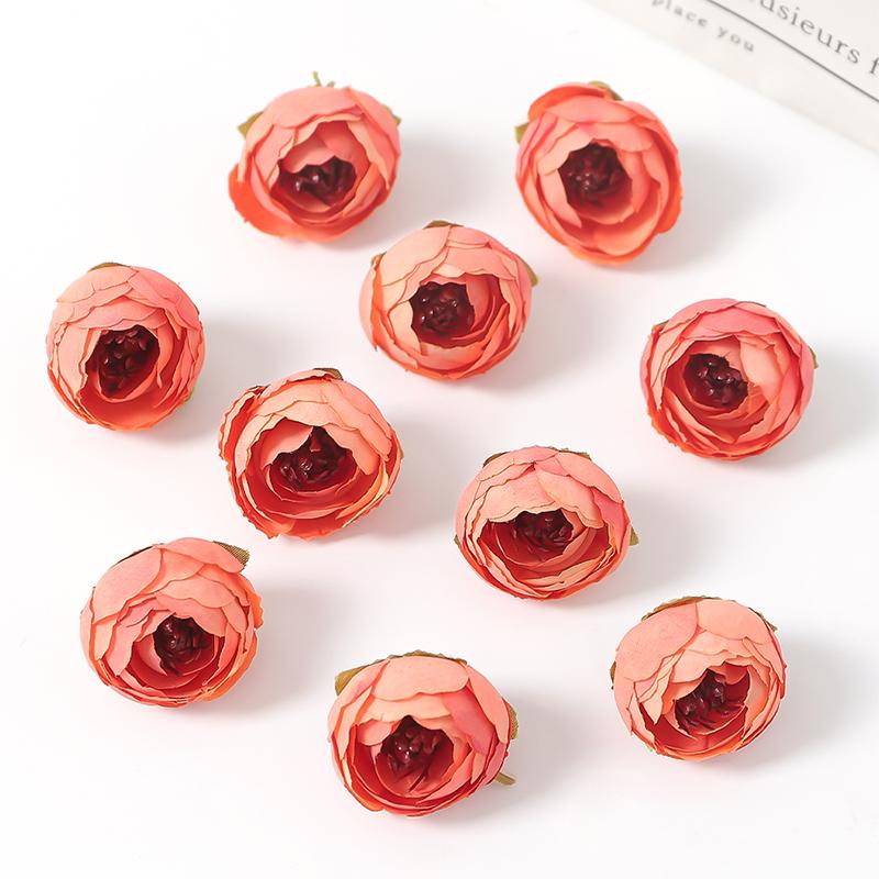 5/10/20Pcs 3cm Silk Tea Roses Heads Artificial Flowers Wedding Home Wedding Decor DIY Wreath Scrapbook Gift Box Fake Flowers